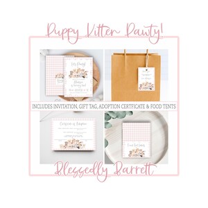 Girly BIRTHDAY Bundle, Puppy Kitten, Adopt a Dog Cat, Pawty, Girl Puppy Party, Come Sit Stay,  Raise the Woof, Grandmillennial Printable