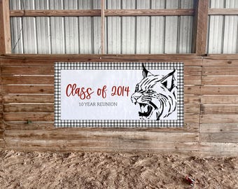 Wildcats Class Reunion Banner: High School Party Decoration - Custom Mascot Options