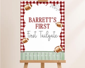 Red Gingham Football Welcome Sign, Tailgate Party, First Year Down, 2nd Year Down, State, Grandmillennial Printable Digital, Football Party