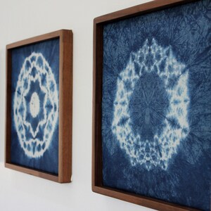 Japanese Shibori Wall Hanging Hand Dyed Textile Art in Crafted Reclaimed Hardwood Frame One of a Kind Wall Art Bohemian Wall Decor image 9