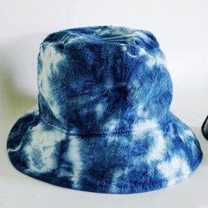 Japanese Shibori Hat I Natural Plant Hand Dyed hat Indigo Bucket hat Hand Dyed Textile Blue Fashion 100%cotton image 9