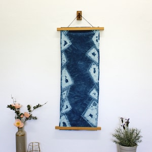 Kumo&Nui japansk Shibori-väggbonad | Indigofärgad handfärgad textilkonst i tillverkad träram | Unik väggkonst