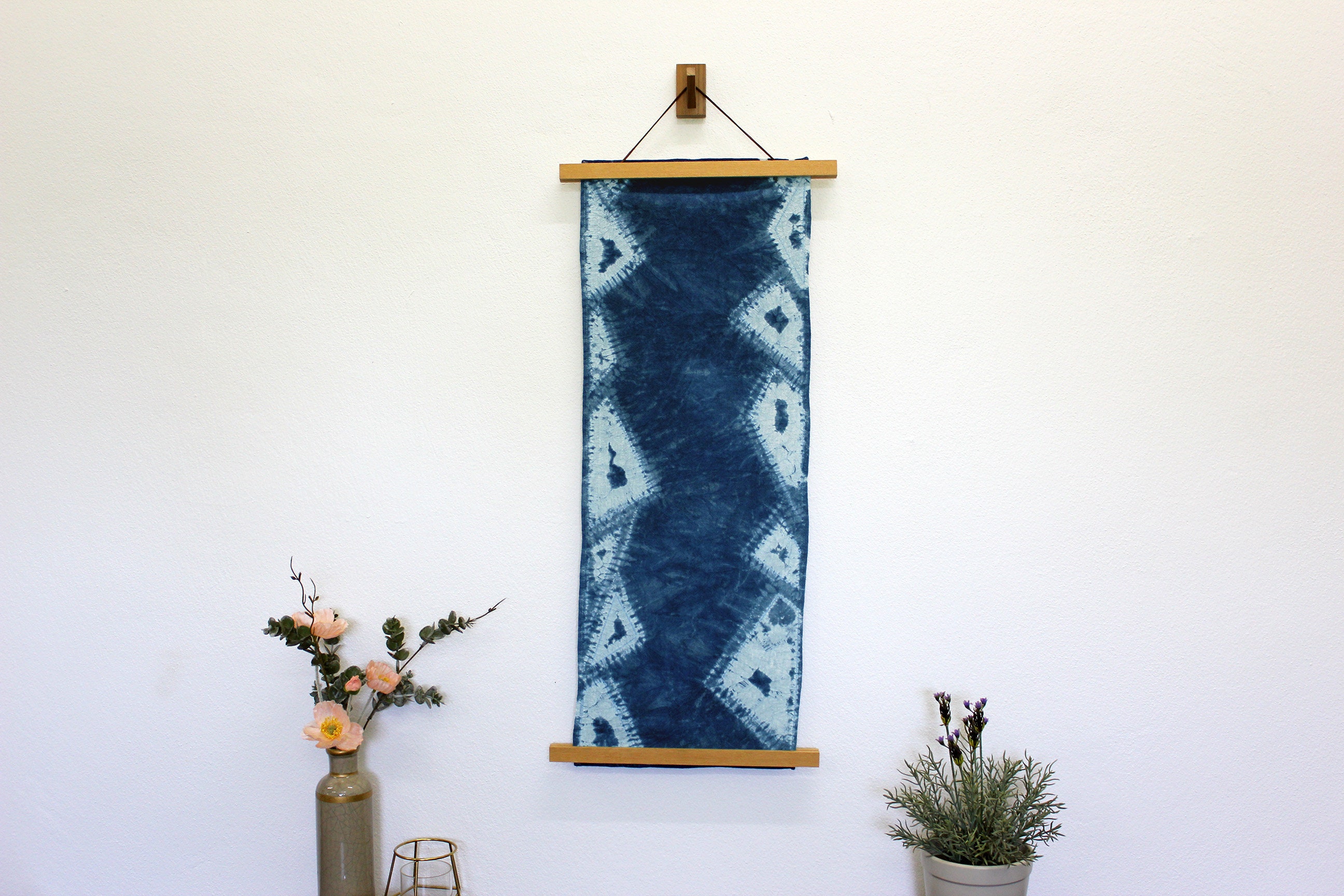 Kumo nui Japanese Shibori Wall Hanging Indigo Hand Dyed Textile Art in Crafted Hardwood Frame One of a Kind Wall Art Etsy