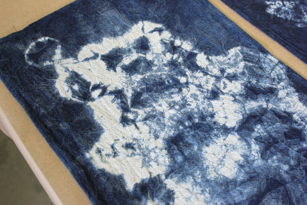 Arashi Japanese Shibori Wall Art Natural Indigo Hand Dyed Textile Art