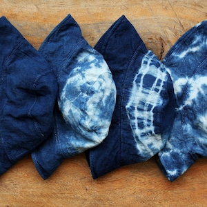 Japanese Shibori Hat I Natural Plant Hand Dyed hat Indigo Bucket hat Hand Dyed Textile Blue Fashion 100%cotton image 1