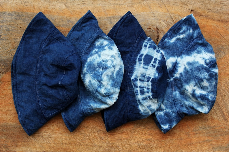 Japanese Shibori Hat I Natural Plant Hand Dyed hat Indigo Bucket hat Hand Dyed Textile Blue Fashion 100%cotton image 1