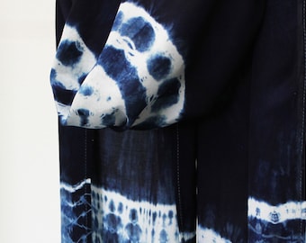 Kumo Shibori Silk Scarf | Natural Indigo Silk Scarf | Hand Dyed Art Textile | Beautiful-Unisex Gift
