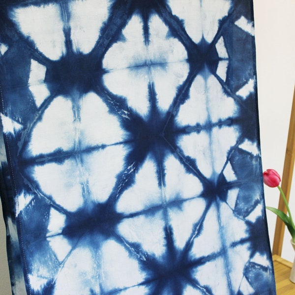 Itajime Shibori  Silk Scarf | Natural Indigo Silk Scarf | Hand Dyed Art Textile | Beautiful-Unisex Gift