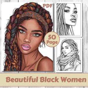 Black Women Coloring Pages | Digital Download | Adult Coloring Pages | African American Women Coloring Pages | Female Portraits | Printable