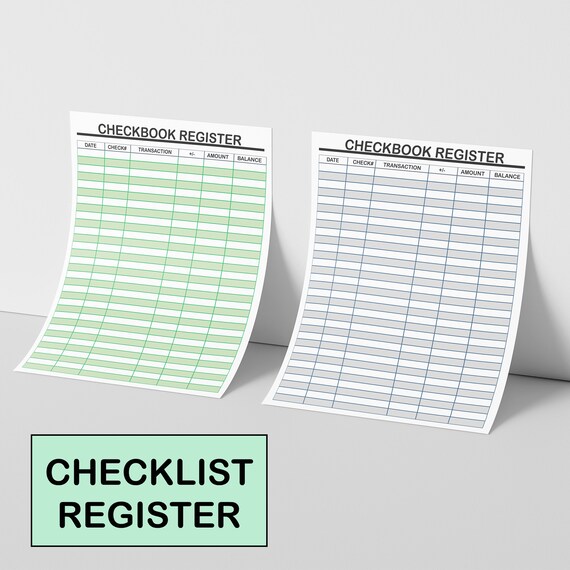 Checkbook Register Printable Expense Register Finance Etsy