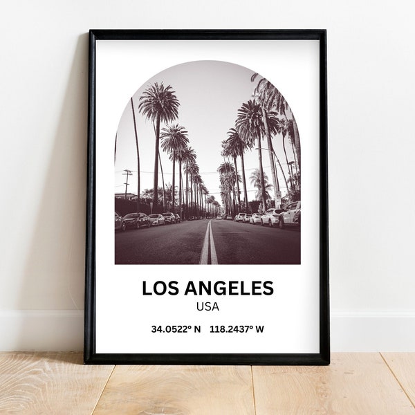 Los Angeles Print Art, Los Angeles Poster Photo, California Print Black and White, Gifts for Women Unique, Gift for Men Who Have Everything
