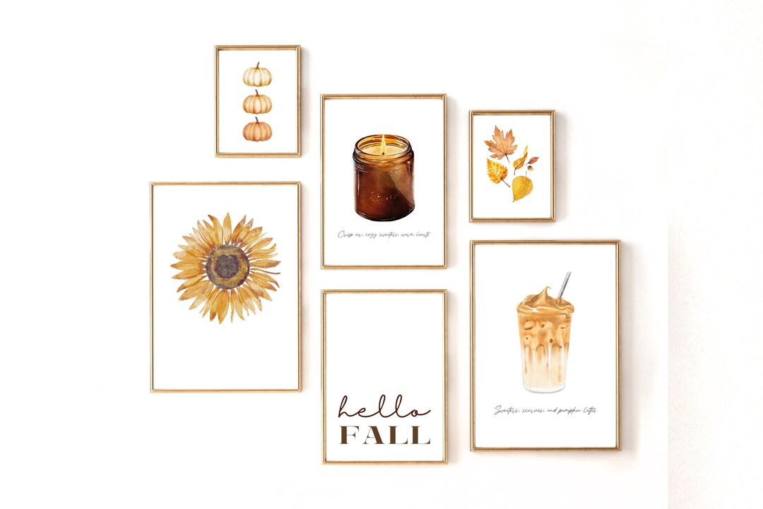 Set of 6 Fall Autumn Printable Wall Art New Homeowners Warm Cozy Vibes ...