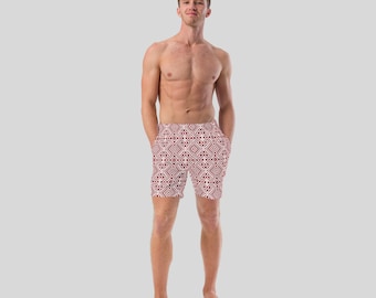 Men's swim trunks | Baltic folk pattern swimsuit | Ethnic Swimwear | Latvian Bathing Suit