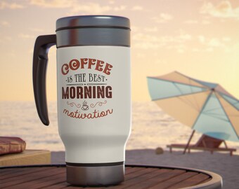 Boost Your Motivation with our Stainless Steel Travel Mug with Handle,14oz!Durable, Stylish and Personalized for Outdoor and Indoor Moments.