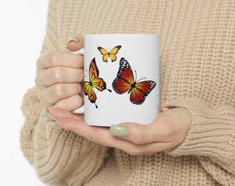 Nature mug nature coffee mug Bright colorful butterfly coffee mug gift idea butterfly mug