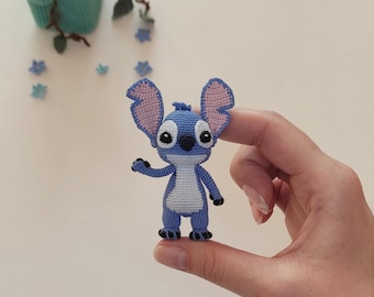 Miniature Crochet Stitch Doll - Handmade Amigurumi Lilo & Stitch