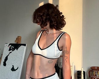 cozy handmade lingerie, milky color. top, panties, gift for her