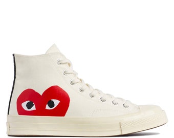 Comme des Garcons PLAY x Converse high-top Trainers -  White / Beige - Sizes 3 - 10.5 UK