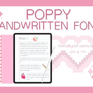 Poppy cute & neat handwriting font perfect for digital planner/note-taking/journaling on Goodnotes / Notability