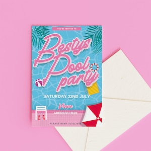 Personalised Pool Party Invitation, Editable Invitation, Printed/Digital Download Invitation Available