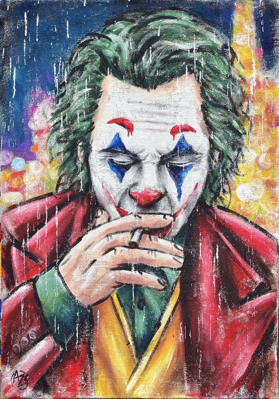 Joker Sotto la pioggia Quadro fatto a mano -  Italia