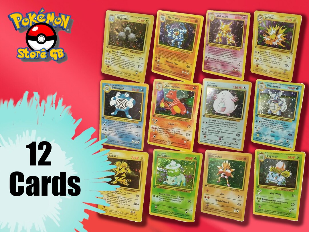 First Edition SET of 12 Holo Rare Base Set Pokemon Cards Etsy