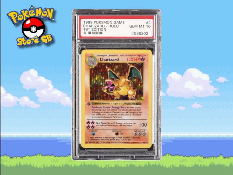 Charizard 1st Edition Shadowless Base Set 4/102 Holographic Gem Mint 10 Slabbed Display Proxy