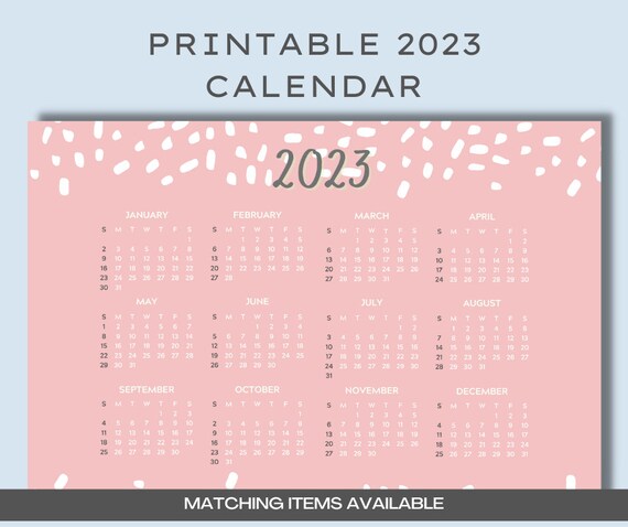 Printable 2023 Monthy Calendar Pink Confetti - Etsy Australia Printable 2023 Monthy Calendar Pink Confetti - Etsy Australia
