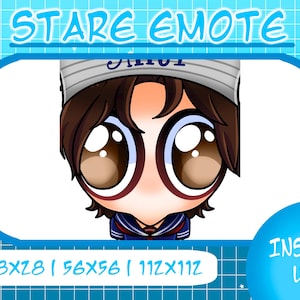 Może przedstawiać: Kreskówkowa ilustracja postaci z dużymi oczami, brązowymi włosami i białą czapką z napisem "Ahoy". Postać nosi niebiesko-białą, paskowaną koszulę. Obrazek jest dostępny w trzech rozmiarach: 28x28, 56x56 i 112x112 pikseli.