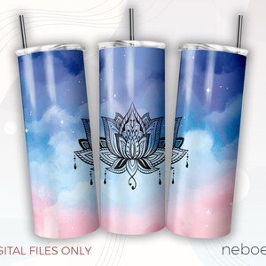 20 Oz skinny Tumbler, Lotus Flower tumbler wrap tapered straight template, PNG Digital download, Sublimation designs, Digital Download