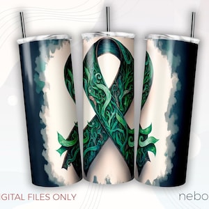 Mental Health Ribbon Tumbler Wrap Design, 20oz Tumbler PNG Download, Seamless Design, Sublimation designs, Digital Download