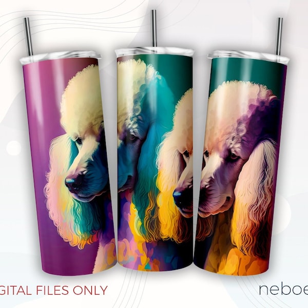 Poodle 20oz Skinny Tumbler Wrap, Dog Lover Tumbler Design, Seamless Sublimation Template, Digital Download PNG