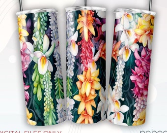 Kwiatowy 20oz Tumbler Wrap, Hawajskie Kwiaty Sublimacja Tumbler Wrap, Cyfrowe Pobieranie Png, Bezszwowy Szablon Tumbler
