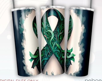Mental Health Ribbon Tumbler Wrap Design, 20oz Tumbler PNG Download, Seamless Design, Sublimation designs, Digital Download