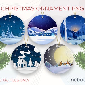 Bundle d'ornement de Noël pour sublimation, sublimation de vacances, nuit de Noël Sublimation Design PNG Bundle, téléchargement numérique