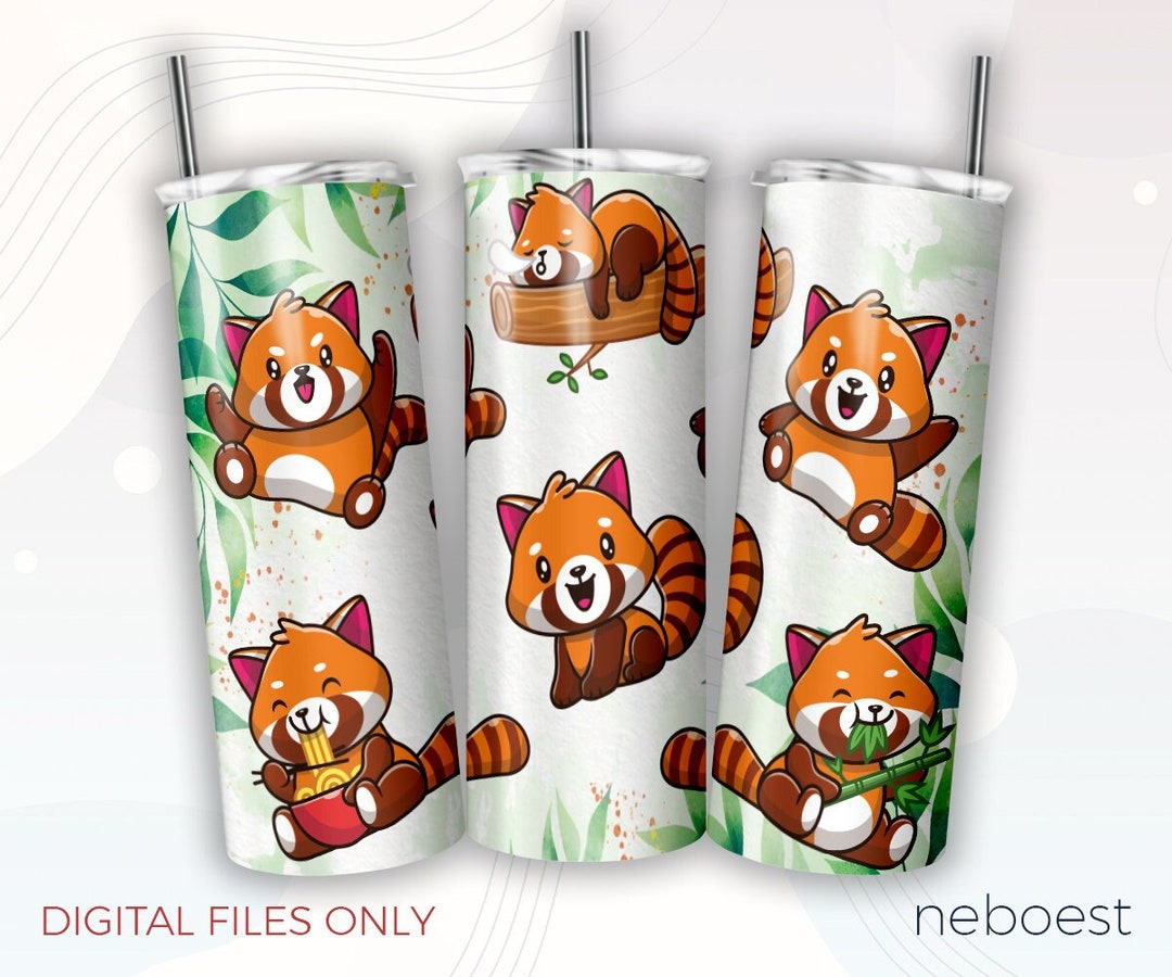 Red Panda 20 Oz Kids Tumbler PNG Sublimation Design, Seamless Skinny ...