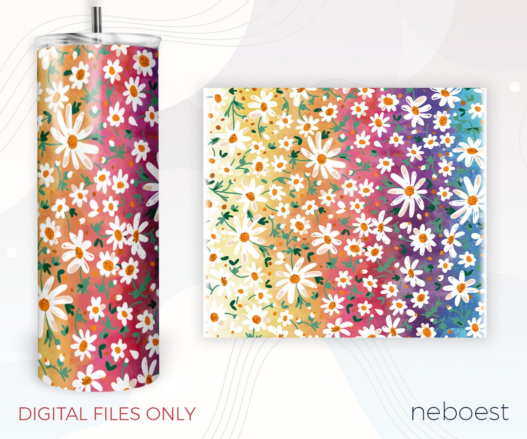 Daisies Tie Dye 20 Oz Tumbler PNG Sublimation Design, Seamless Skinny ...