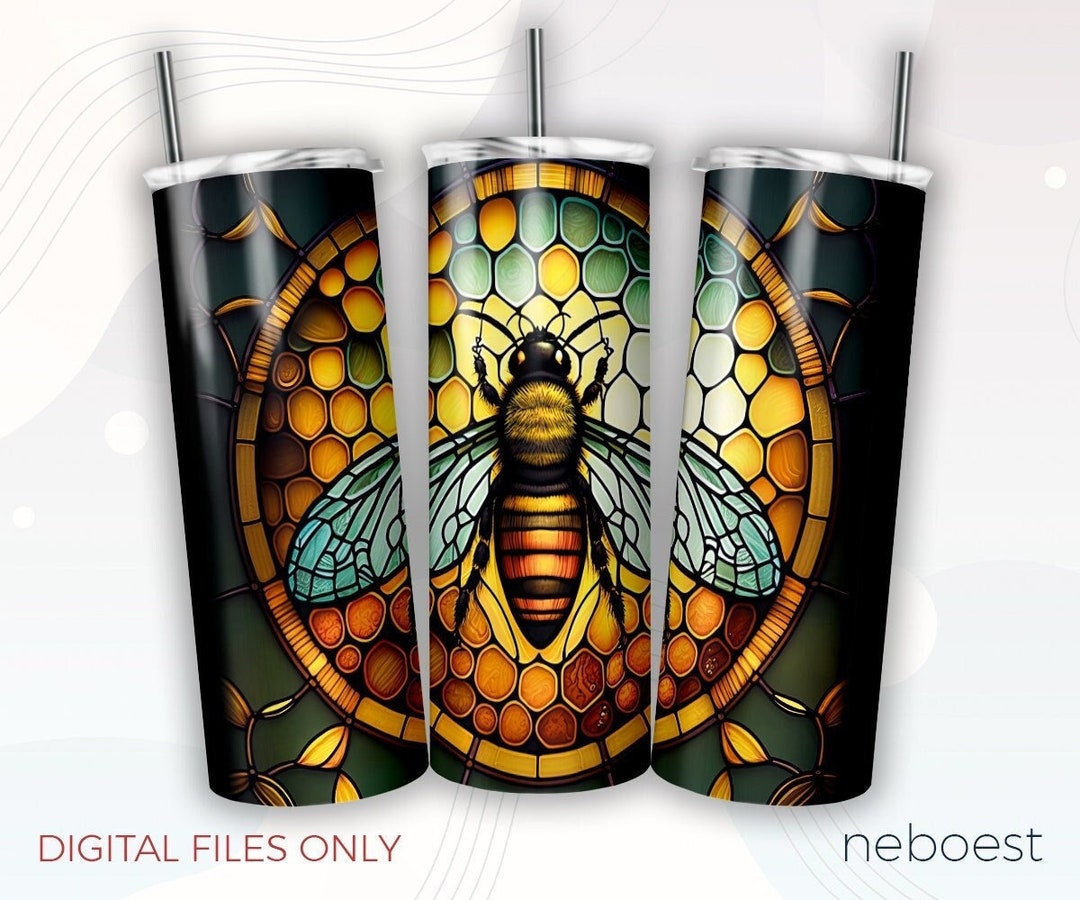 Stained Glass Tumbler Designs, 20oz Skinny Bee Tumbler Wrap, Seamless