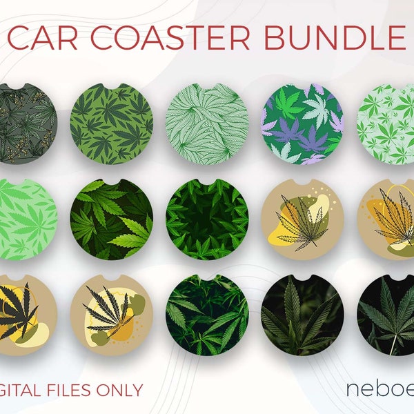 Weed Car Coaster Sublimation Design, Weed Print PNG, Cute car accessory, Instant Download, Commercial Use