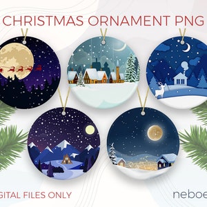 Bundle d'ornement de Noël pour sublimation, sublimation de vacances, nuit de Noël Sublimation Design PNG Bundle, téléchargement numérique