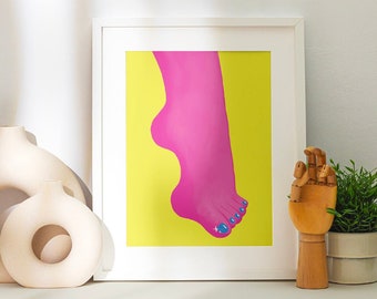 Big Feet in Pink - Instant download - Wall Print, Digital Download Print, Printable Art, Downloadable Prints, Wall Art