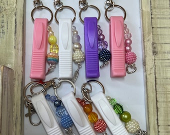 Ampoule opener keyring Student Midwife nurse doctor beaded charms pink, purple, white green rainbow - injections.