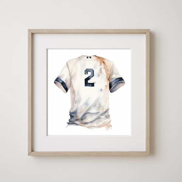 Watercolor Baseball Jersey Print, Kids Room, Wall Art, Nursery Art, Baseball Prints, Sports Decor, Farmhouse Printable, Digital Print