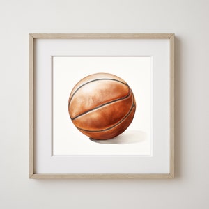 Watercolor Basketball Print, Kids Room, Wall Art, Nursery Art, Basketball Prints, Sports Decor, Farmhouse Printable, Digital Print