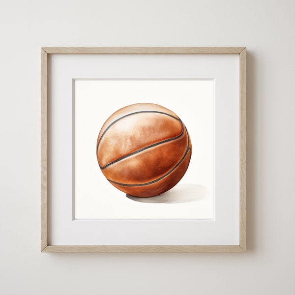 Impression de basket-ball aquarelle, Chambre d’enfants, Art mural, Art de pépinière, Impressions de basket-ball, Décor sportif, Ferme imprimable, Impression numérique