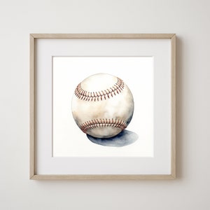 水彩野球プリント、子供部屋、壁アート、保育園アート、野球プリント、スポーツ装飾、ファームハウス印刷物、デジタルプリント
