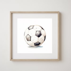 Watercolor Soccer Ball Print, Kids Room, Wall Art, Nursery Art, Soccer Ball Prints, Sports Decor, Soccer, Farmhouse Printable, Digital Print