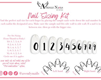 Press on nail sizing kit- Not sure what size you wear? Accurately measure your nail sizes - Sample Nail Tips - Avenly Nails