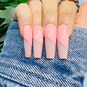 Press on nails | Glue on nails | Aesthetic Bubble Pink  Nails| Short | 24 pieces | Long | Gel Nails | Reusable Nails