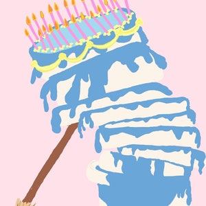 Cartão de aniversário imprimível do bolo da Bela Adormecida, cartão de aniversário Disney Aurora, cartão de aniversário pastel